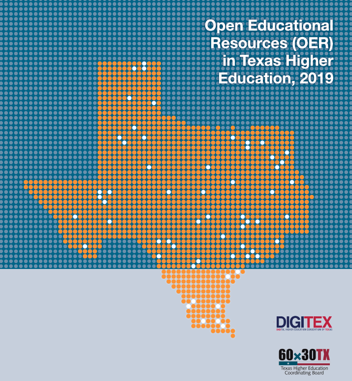 cover of the OER report reads open education resource s in Texas Higher Ed 2019