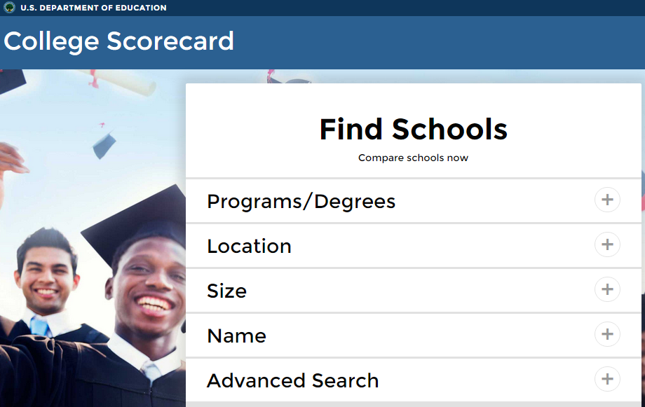 The College Scorecard Home Page