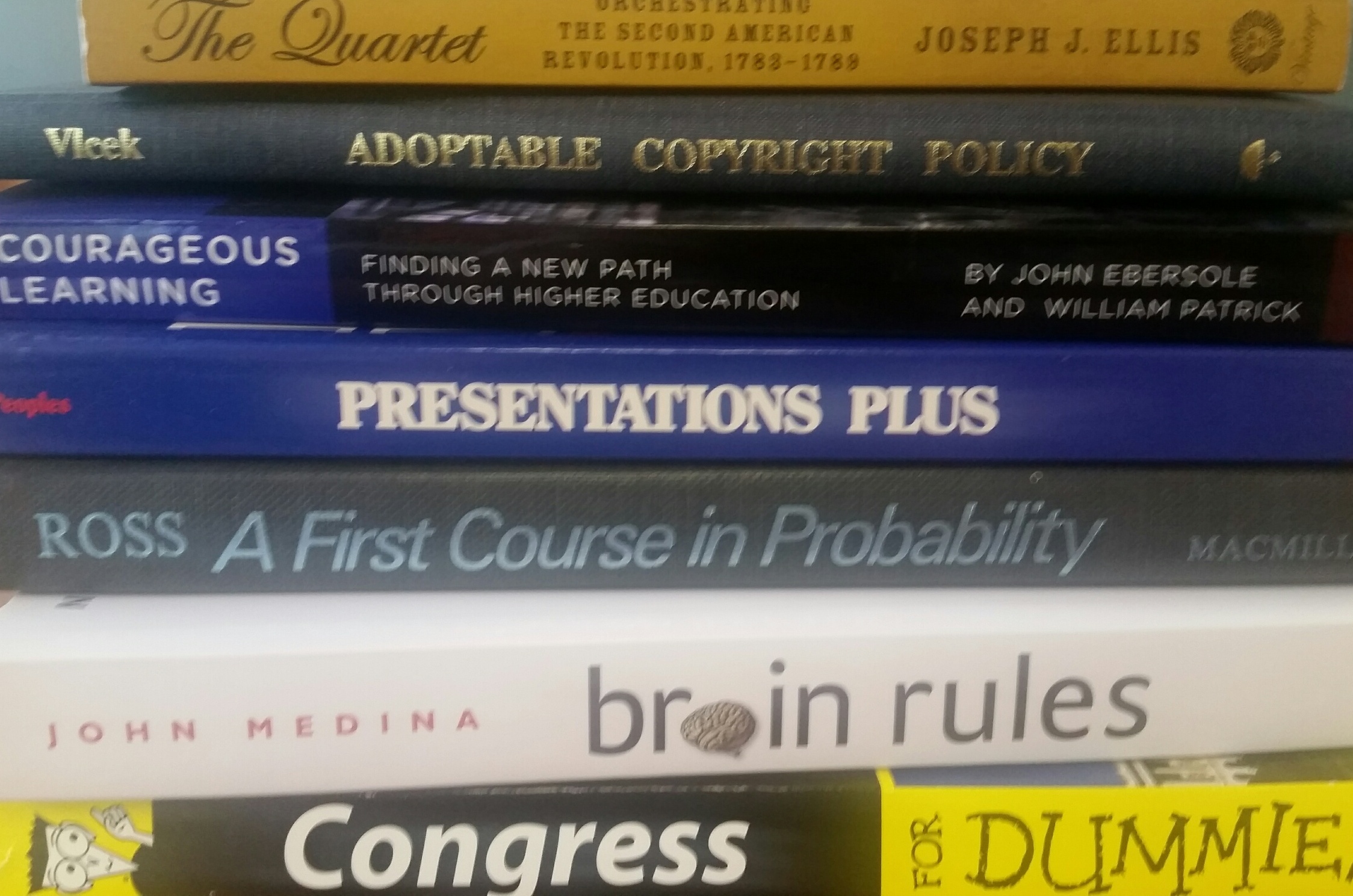 A picture of a stack of textbooks