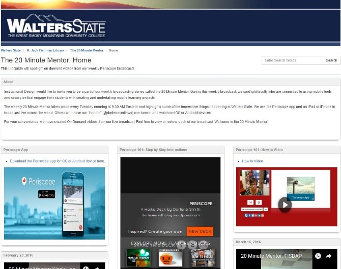 Walters State Community College - The 20 Minute Mentor homepage