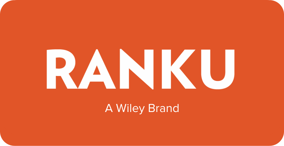 Orange rectangle shaped log for Ranku. Under Ranku smaller text reads A Wiley Brand.