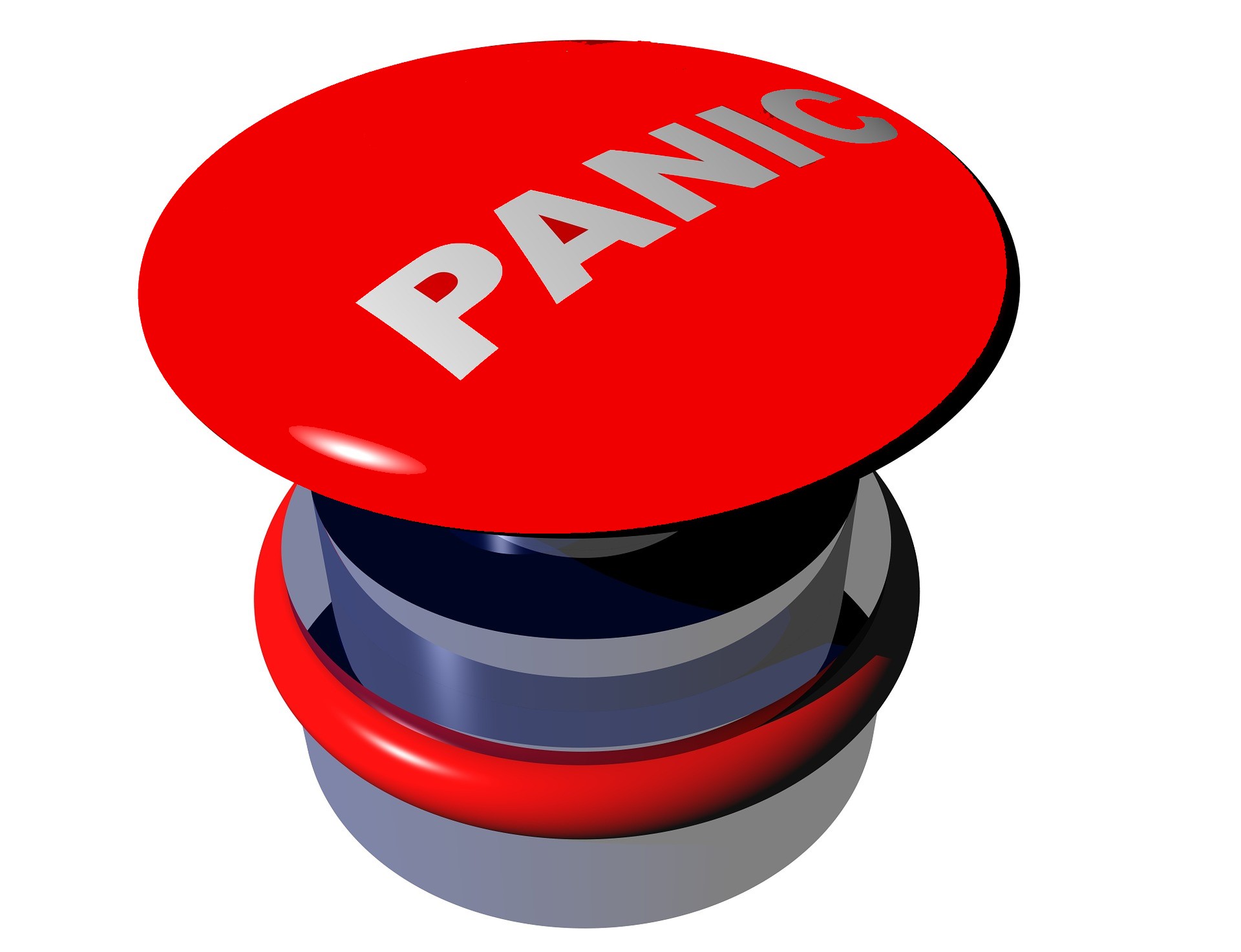 A red button with the word "panic" on it