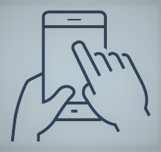 Outlines of hands holding a mobile phone