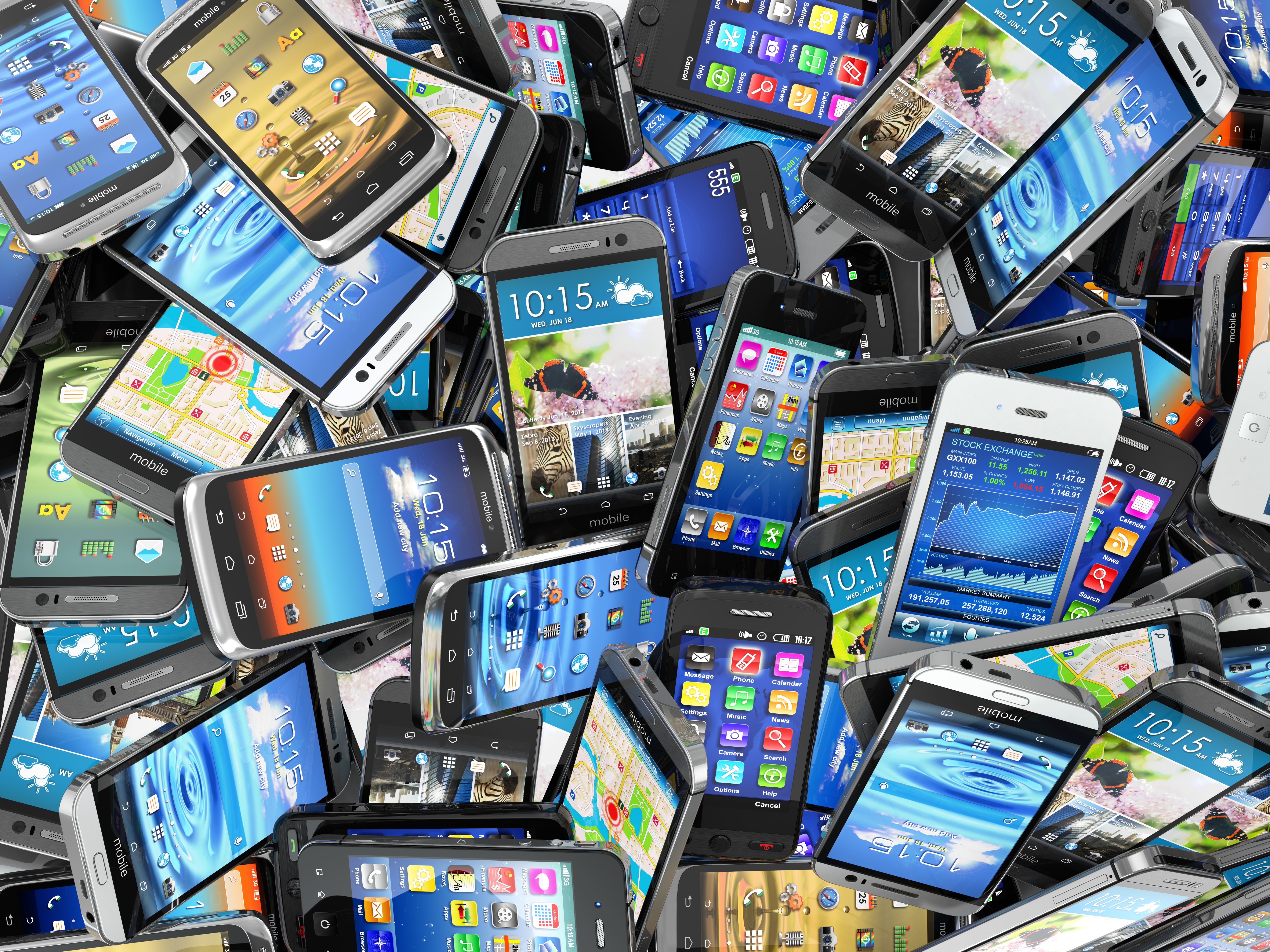 photo of a large pile of smart phones