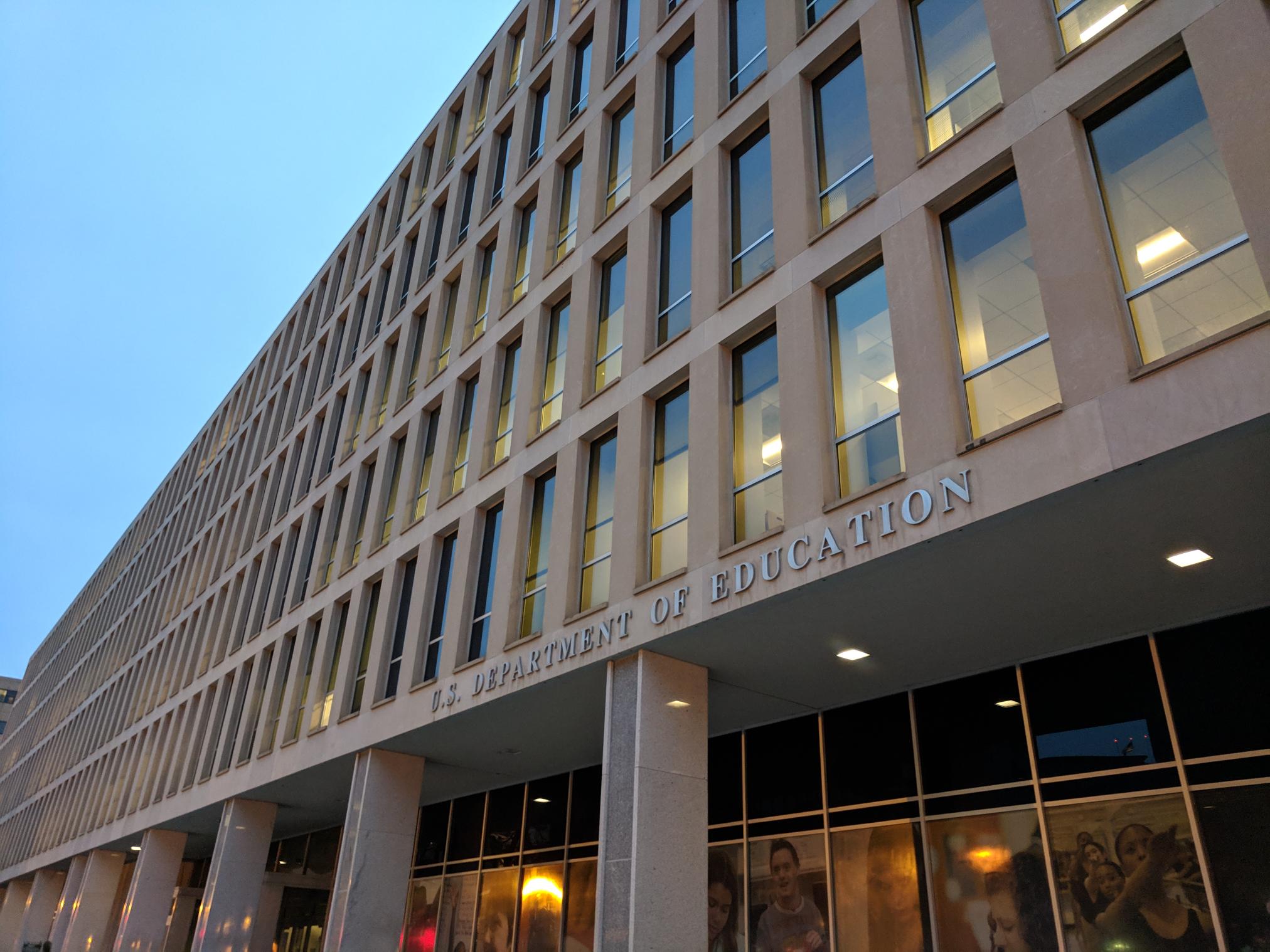 Picture of the front of the U.S. Department of Education building.