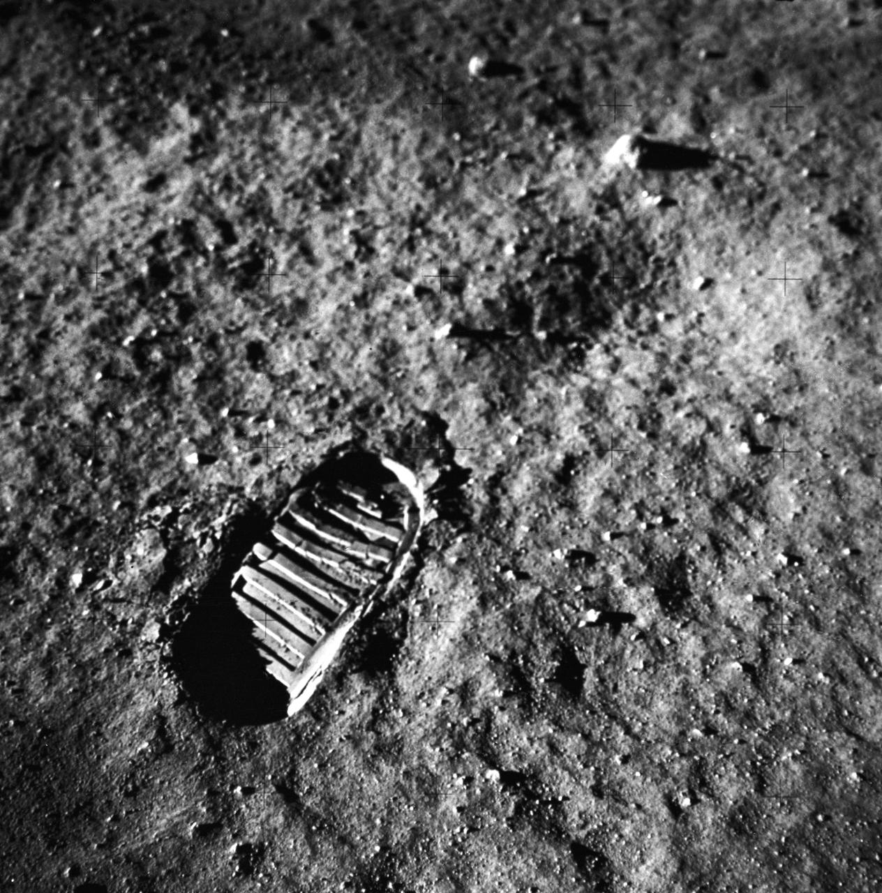 Photo of the first footprint from mankind on the moon
