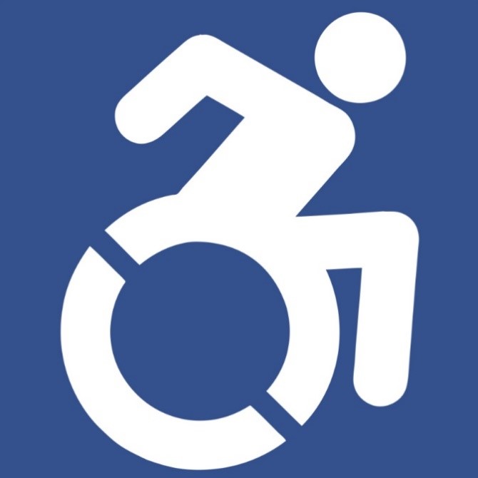 Alt text:  Icon produced by the Accessible Icon Project showing a person in motion in a wheelchair.