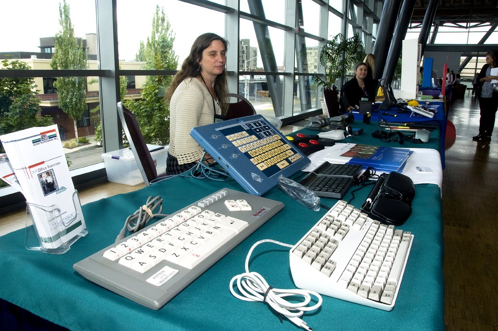 Special keyboards and other devices on display at the 2011 Diversity Conference.