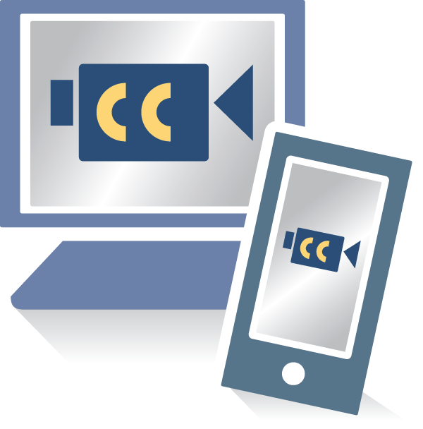 image depicting the caption symbol on a laptop and mobile device