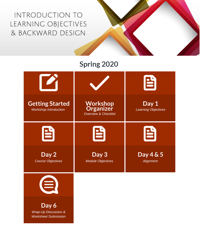 The homepage of the ITL website showing introduction and learning objectives of the course. 