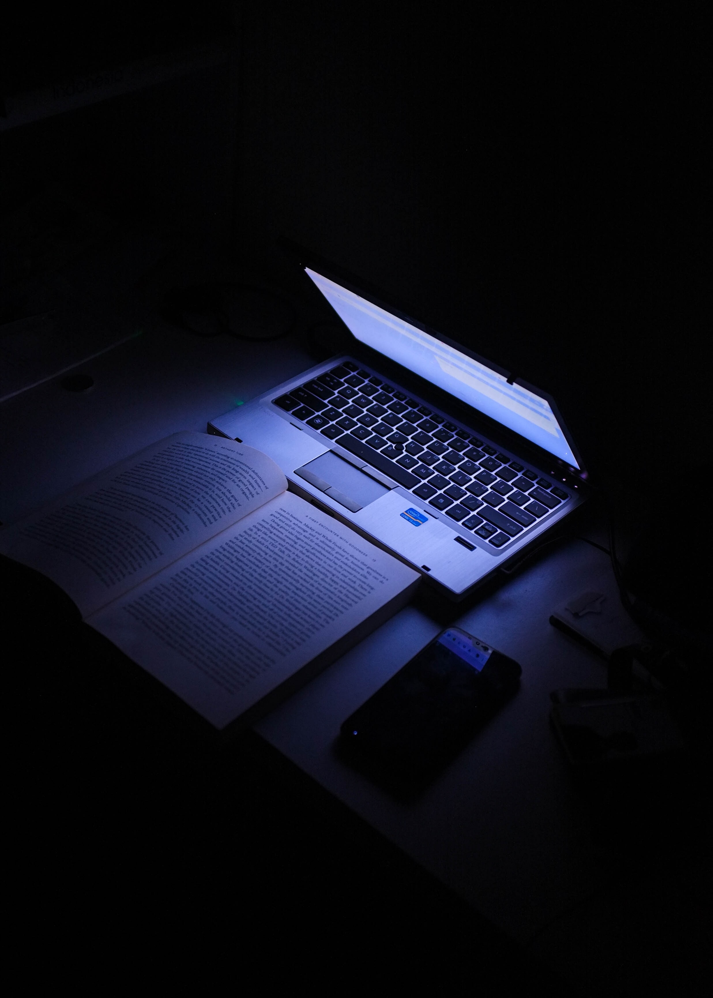 A laptop in the dark