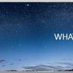 photo of the night sky with the words "What's next?"
