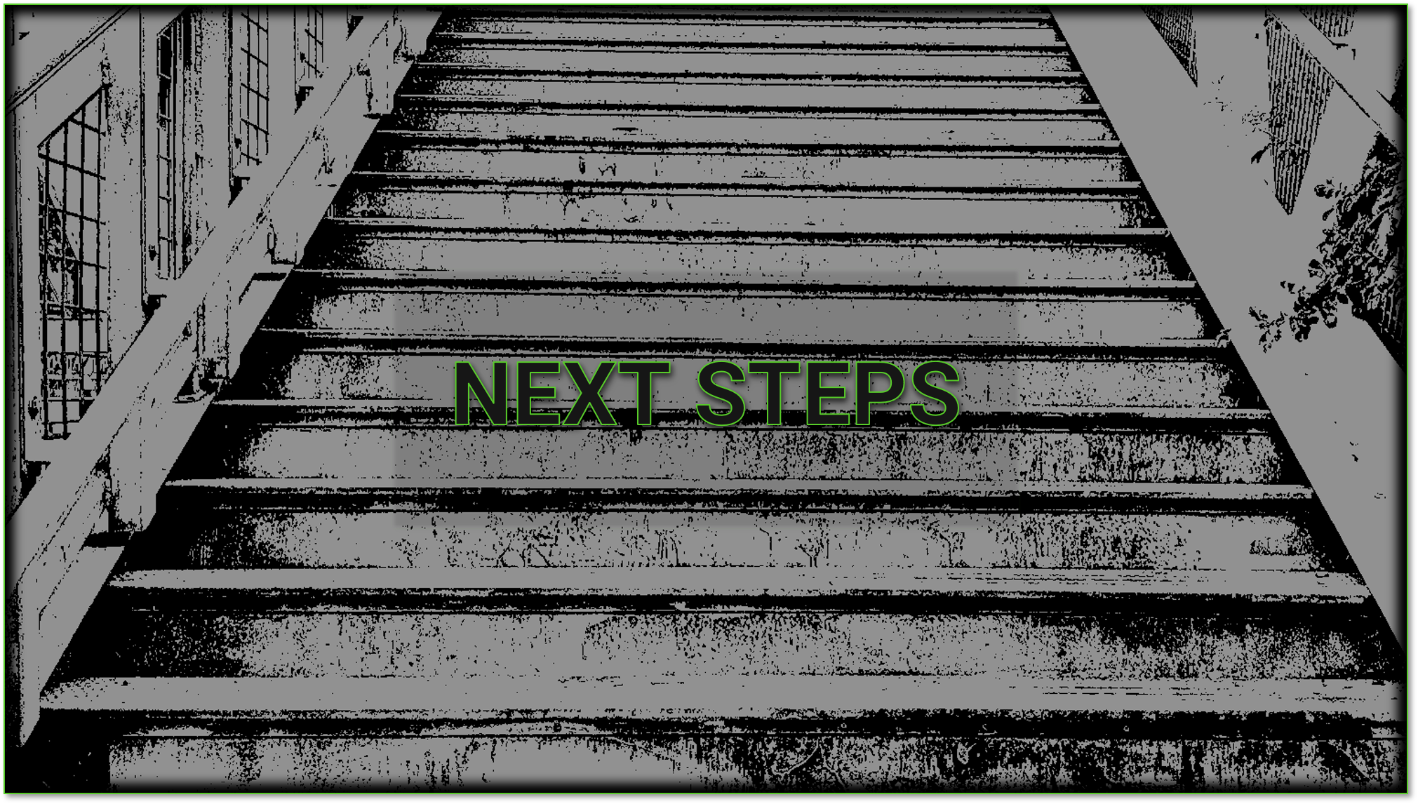 image of a staircase saying next steps