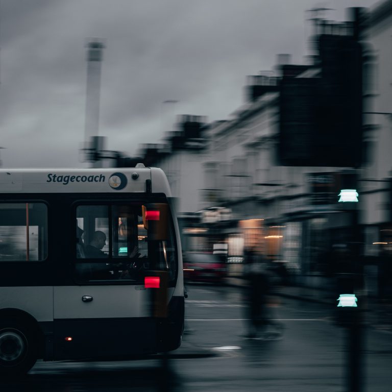 a bus on a busy street