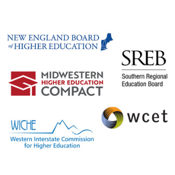 NCOER logo made up of a combination of five other logos: the New England Board of Higher Education, the Midwestern Higher Education Compact, the Western Interstate Commission for Higher Education, the Southern Regional Education Board, and the WICHE Cooperative for Educational Technologies.