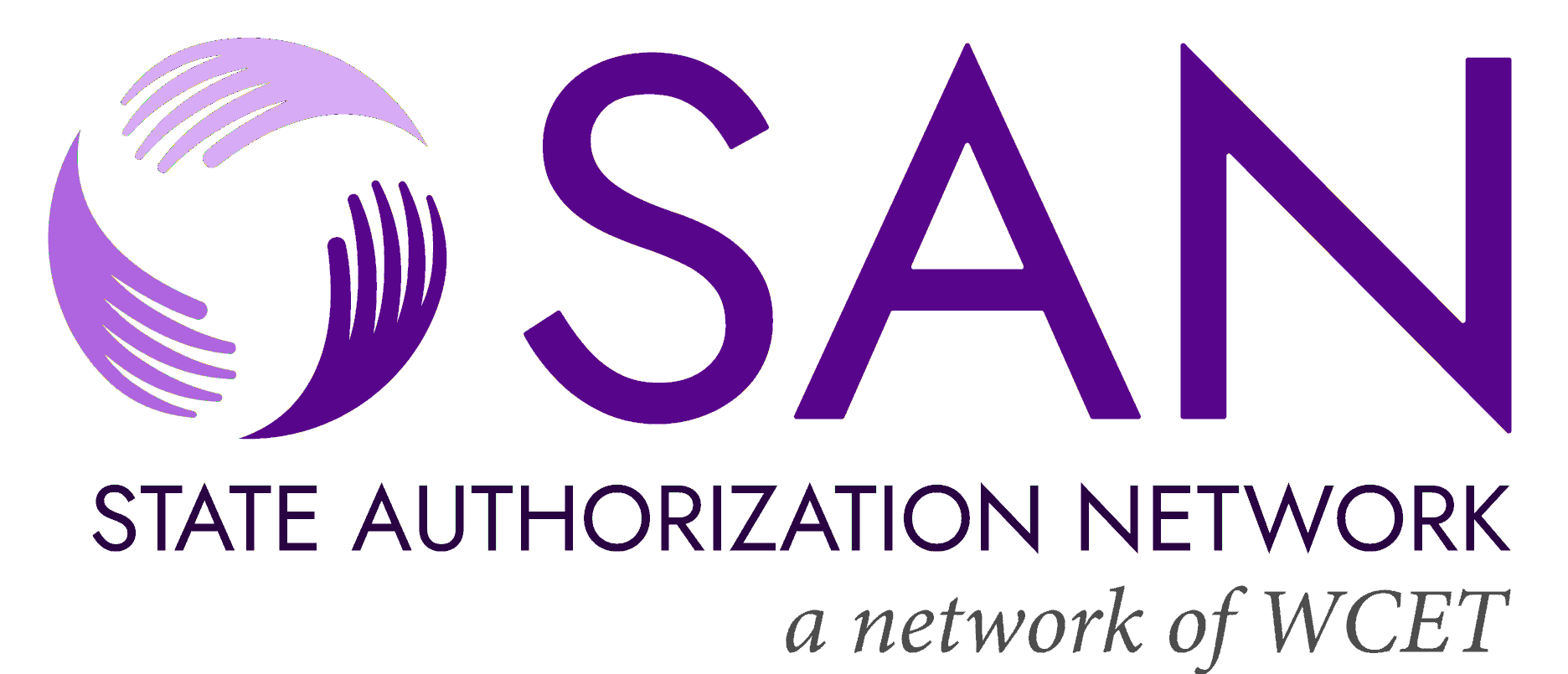 SAN logo: State Authorization Network, a network of WCET.