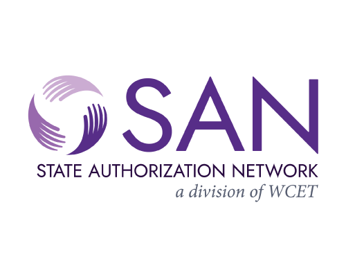 SAN logo: State Authorization Network, a division of WCET.