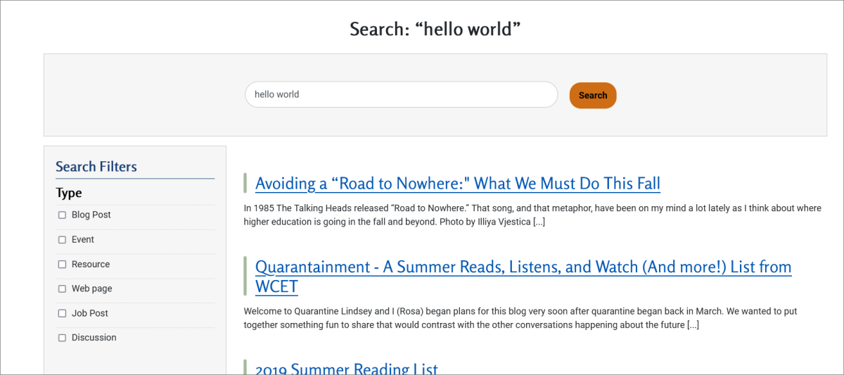 screen capture of web search