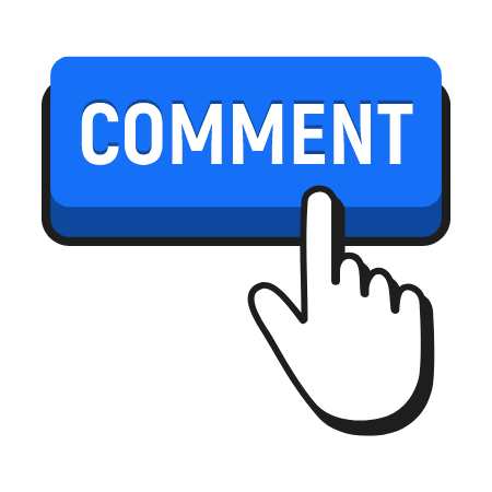 Comment button graphic with a finger pointing to the button
