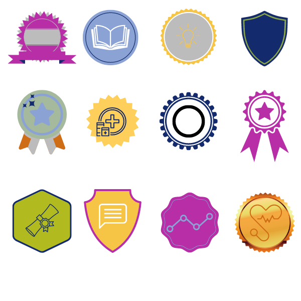 Example of microcredential badges.