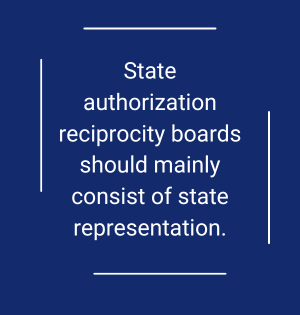 textbox: State authorization reciprocity boards should mainly consist of state representation.