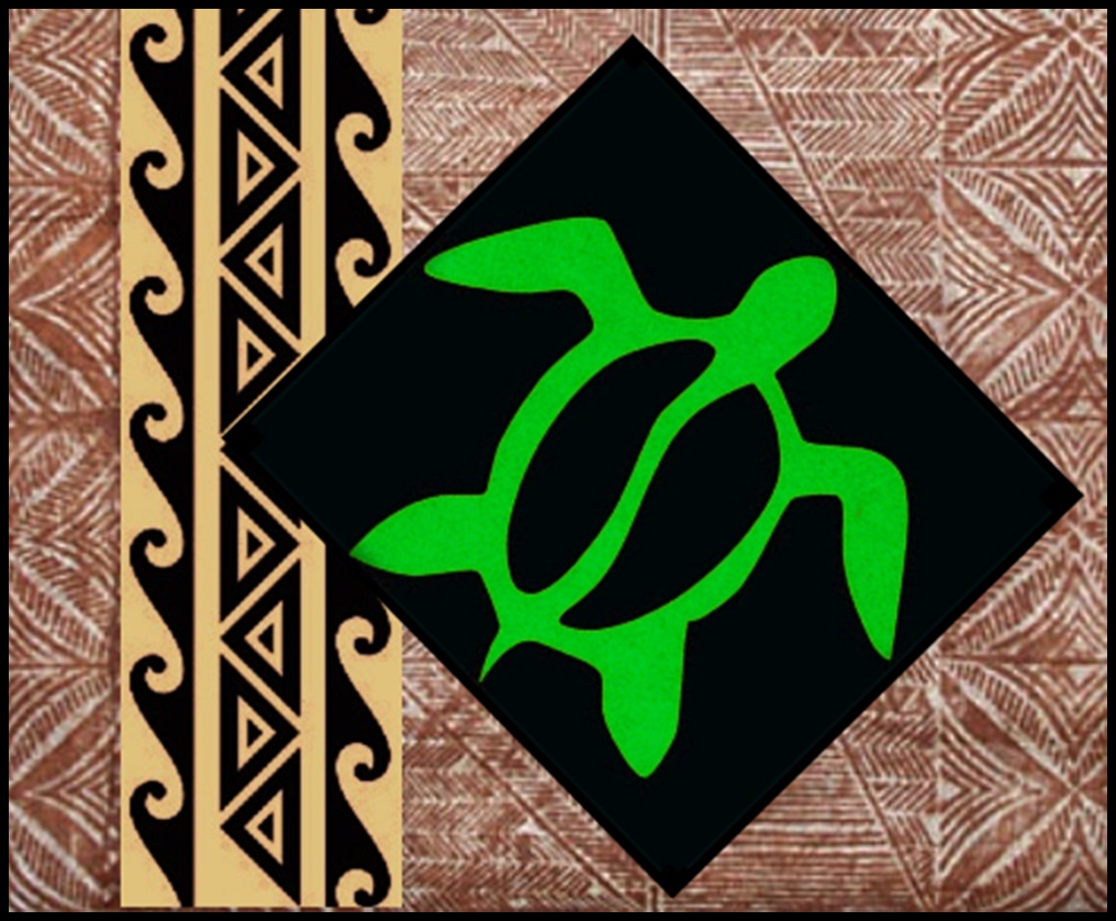 Honu, kākau, and kapa image created by Native Hawaiian student, ‘Iwalani Clayton