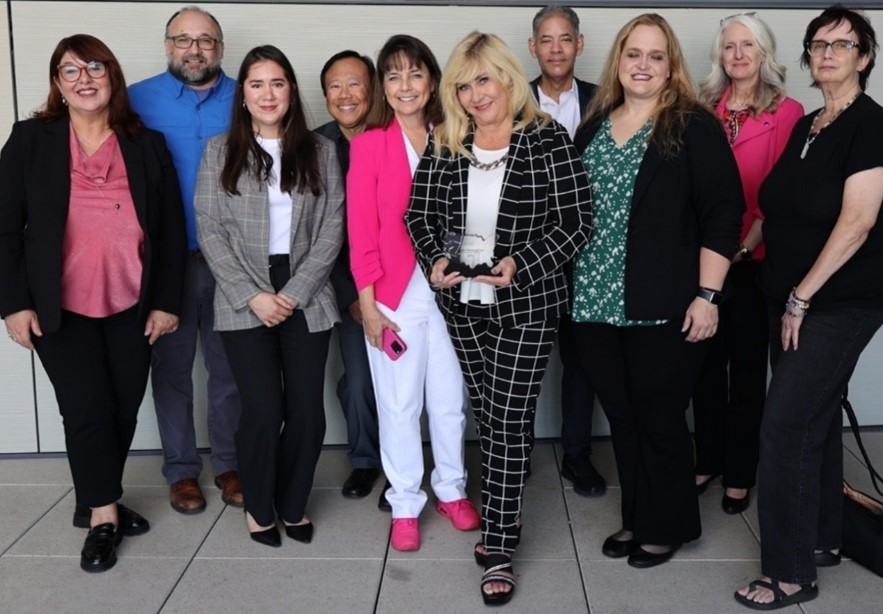 (The UNLV team pictured from left to right): Kate Korgan, Skip Crooker, Bridgette Perreault, Rex Suba, [Cheryl Dowd, State Authorization Network], Leeann Fields, Javier Rodriguez, Carrie Trentham, Terina Caserto (NSHE & represents Nevada's State Portal Entity), and Jennifer Swanson.