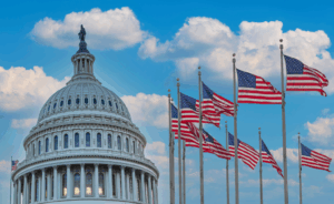 capital building with flags